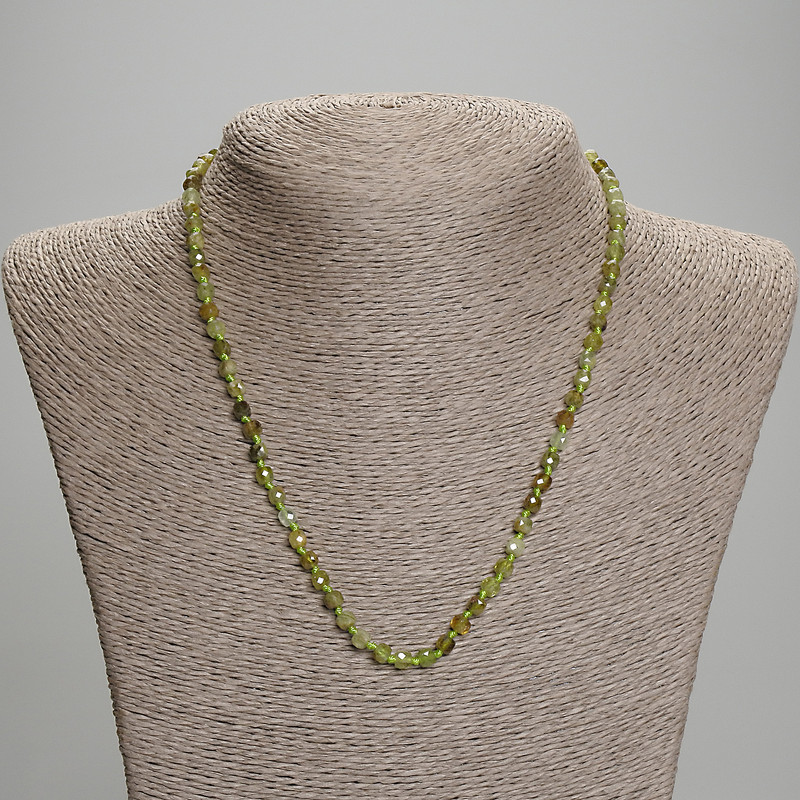 Grossular Garnet Faceted Cube Necklace, 4x4 mm, approx. 45 mm length, with clasp