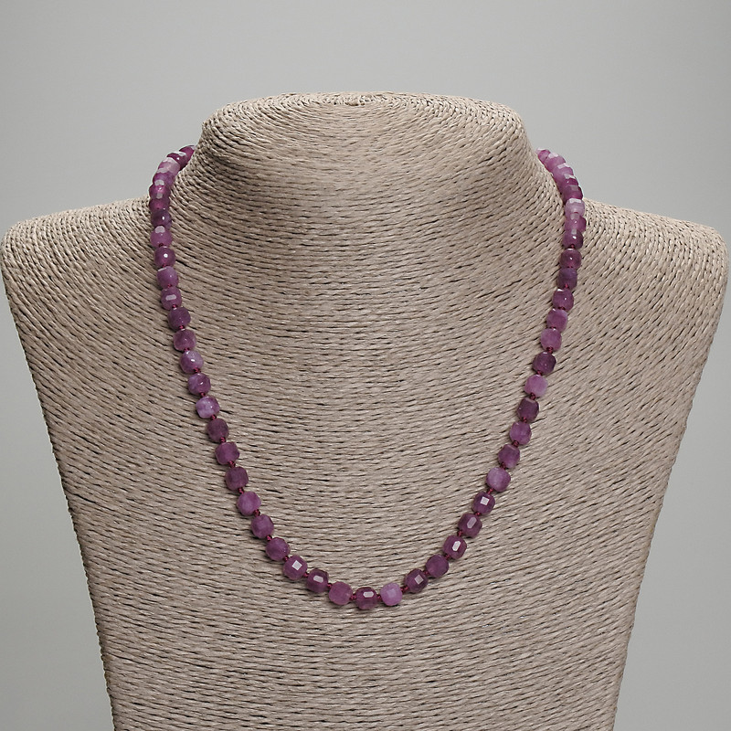 Necklace with Tourmaline, Faceted Cube Beads, 5x5 mm diameter, 45 mm length, with clasp