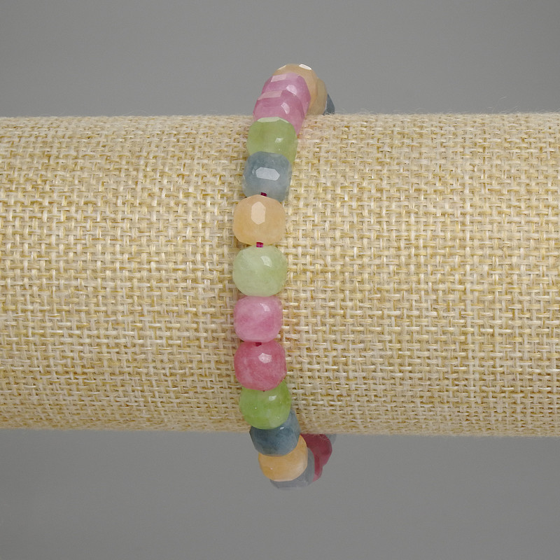 Tourmaline Faceted Cube Bracelet 7x7 mm, 18 cm length