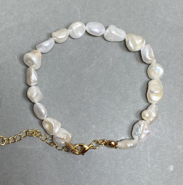 Baroque Pearl Bracelet 8-12×8-8, 5 mm, length 18 cm + 5 cm extender chain