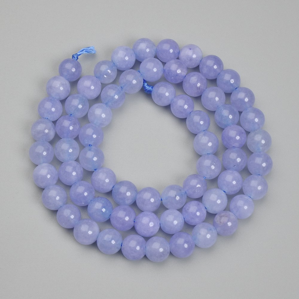 Aquamarine Beads - Smooth Round Balls, 6.5 mm diameter, 38 cm length on thread