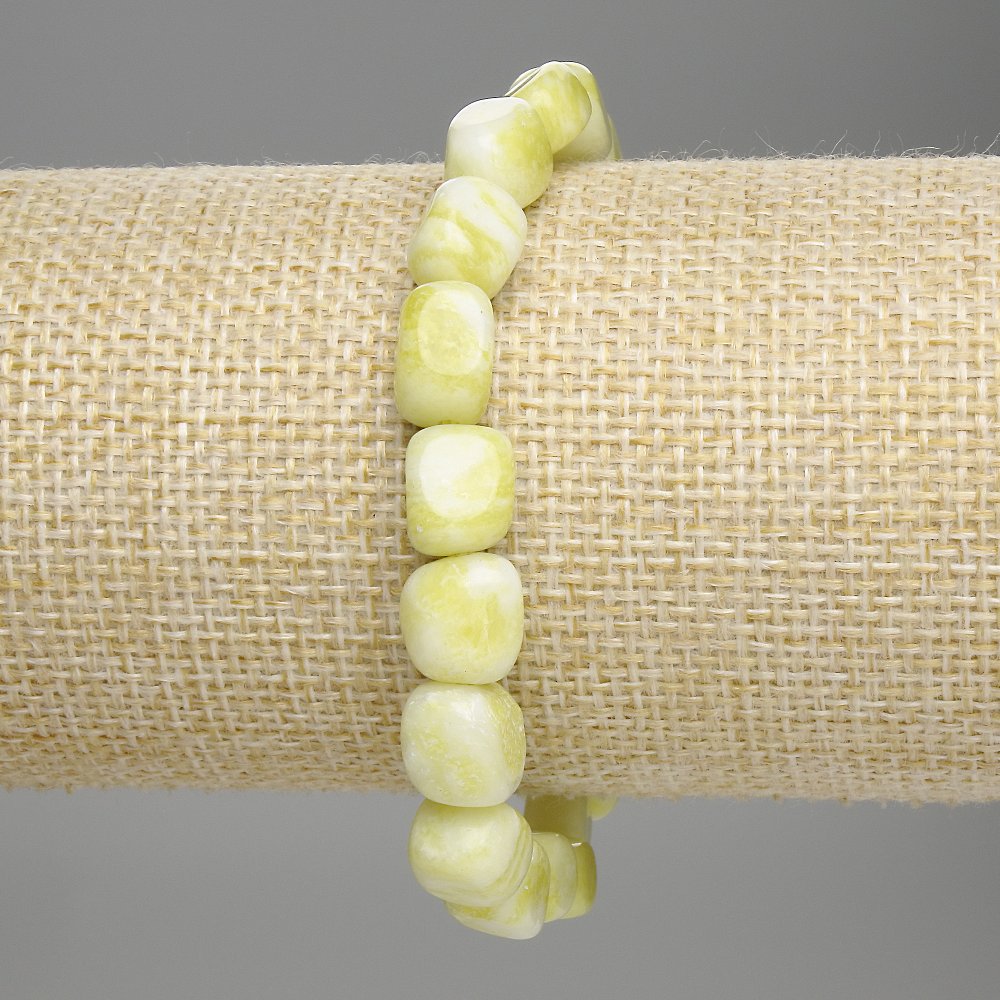 Jadeite Bracelet with Faceted Beads, 9–10×8 mm, 18 cm Stretch