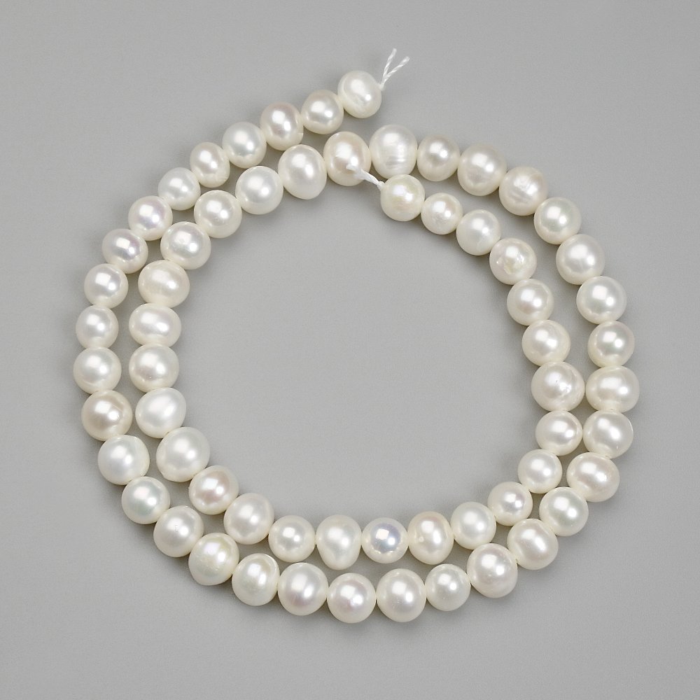 Freshwater Pearl Beads, diameter 7.5–8×8 mm, on a thread, length 36 cm+
