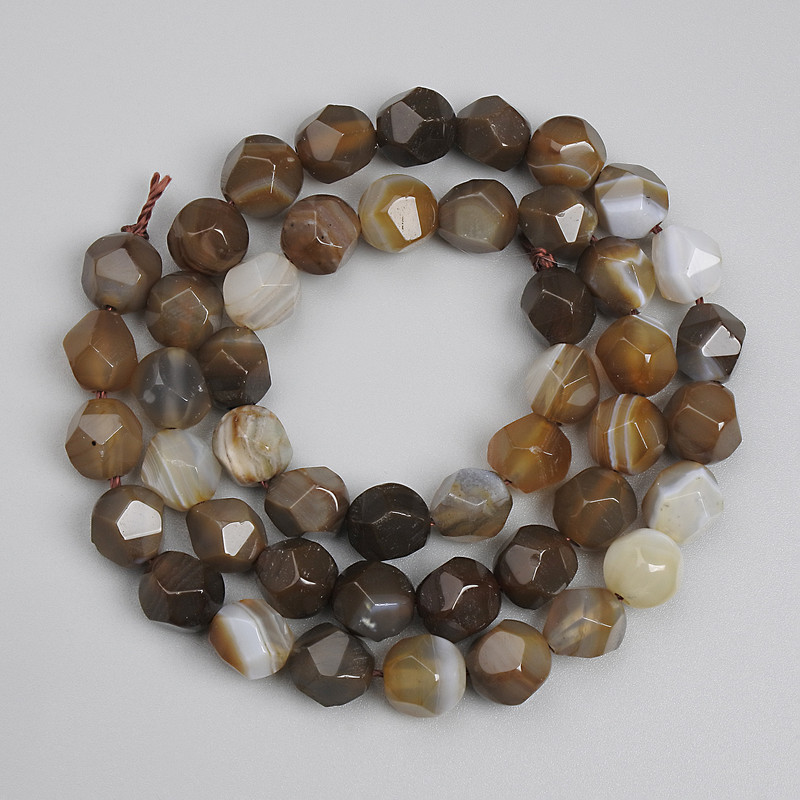 Agate Beads, Faceted, 8x7 mm, 37 cm length on thread