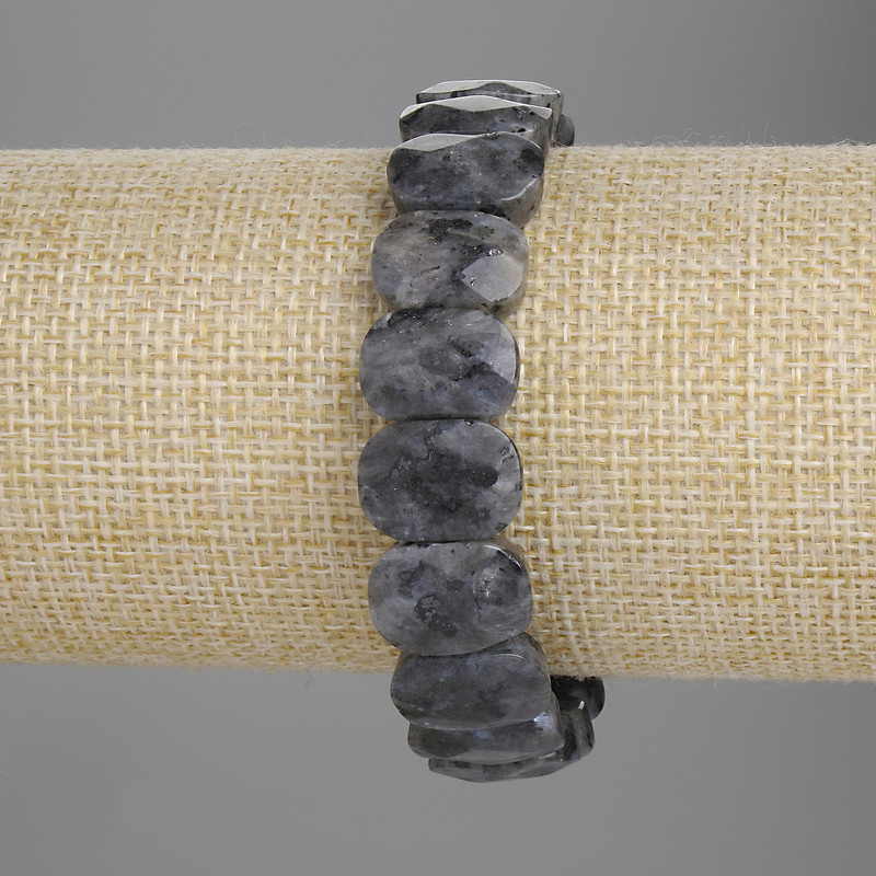 Labradorite bracelet with faceted links 14×10 mm, stretch, 18 cm