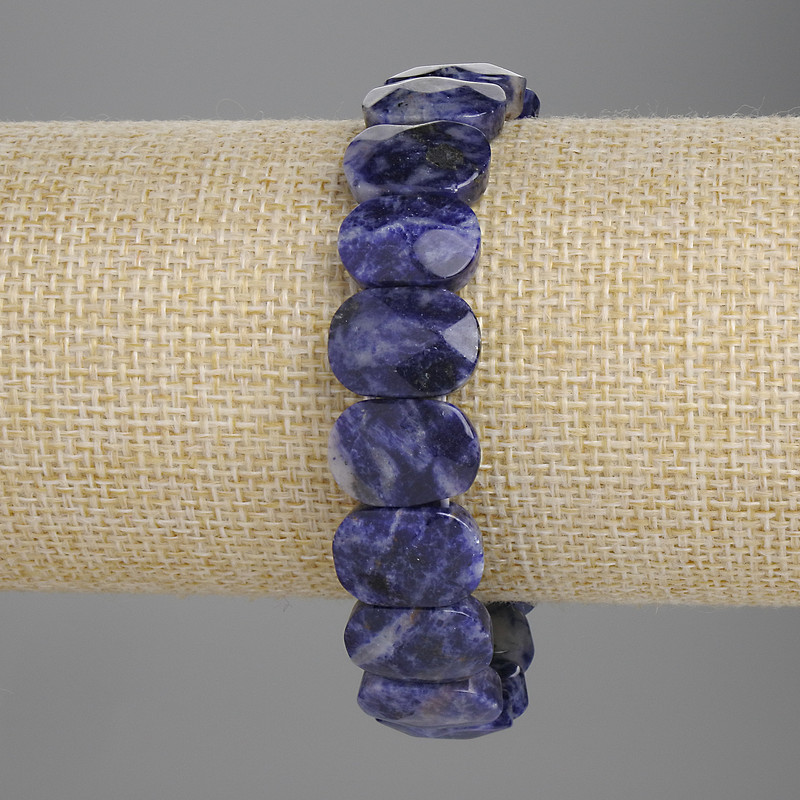 Sodalite Bracelet with Faceted Links 15×10 mm, 18 cm Stretch