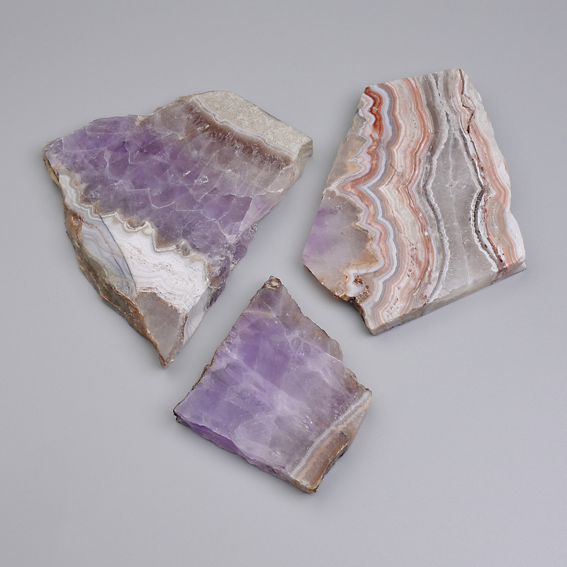 Souvenir Plate of Natural Amethyst with Agate 56x41x10 (Assorted Size) (Price per 100g)