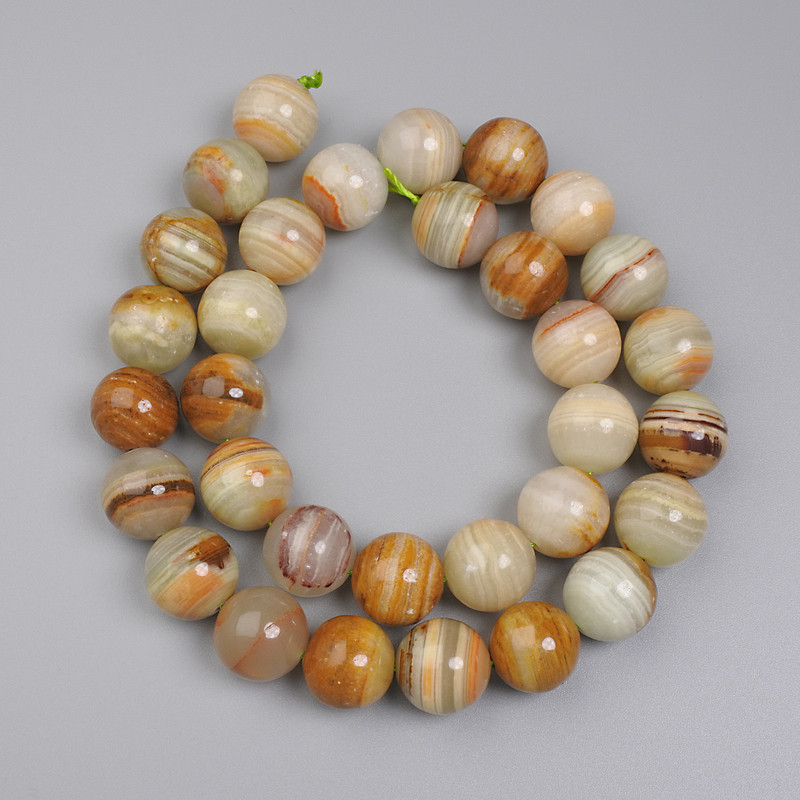 Намистини Онікс гладка кулька, діаметр 12мм+- на нитці, довжина 39см+