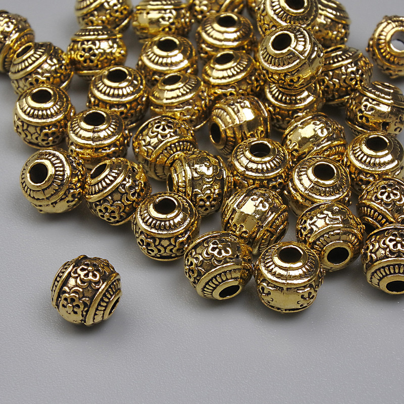 Gold-tone Bead Inserts for Jewelry Findings, 5 mm diameter, 1.5 mm hole, packaging about 38 pcs per 20 g