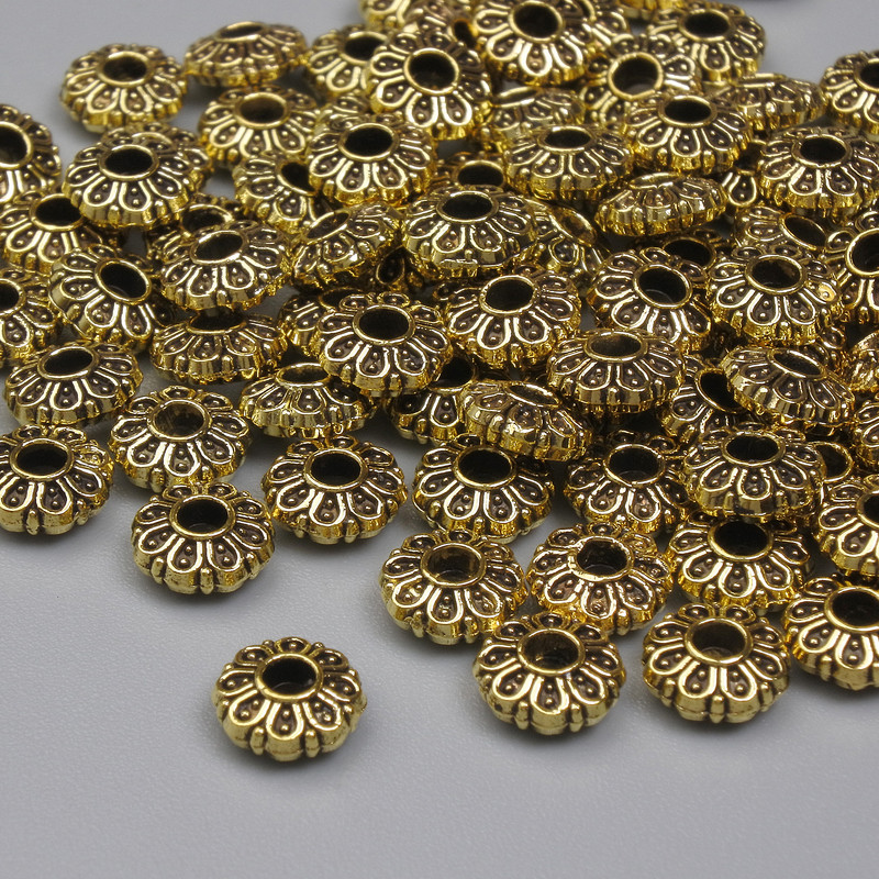 Gold-tone bead insert, 5.5×2.5 mm, hole diameter 1.8 mm, packaging 20 g (~94 pcs)