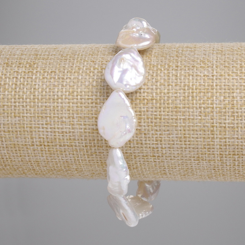 Bracelet Baroque Pearls with gasoline tint, diameter 18.5–21 × 14.5 mm, length 18 cm +/- (stretch)