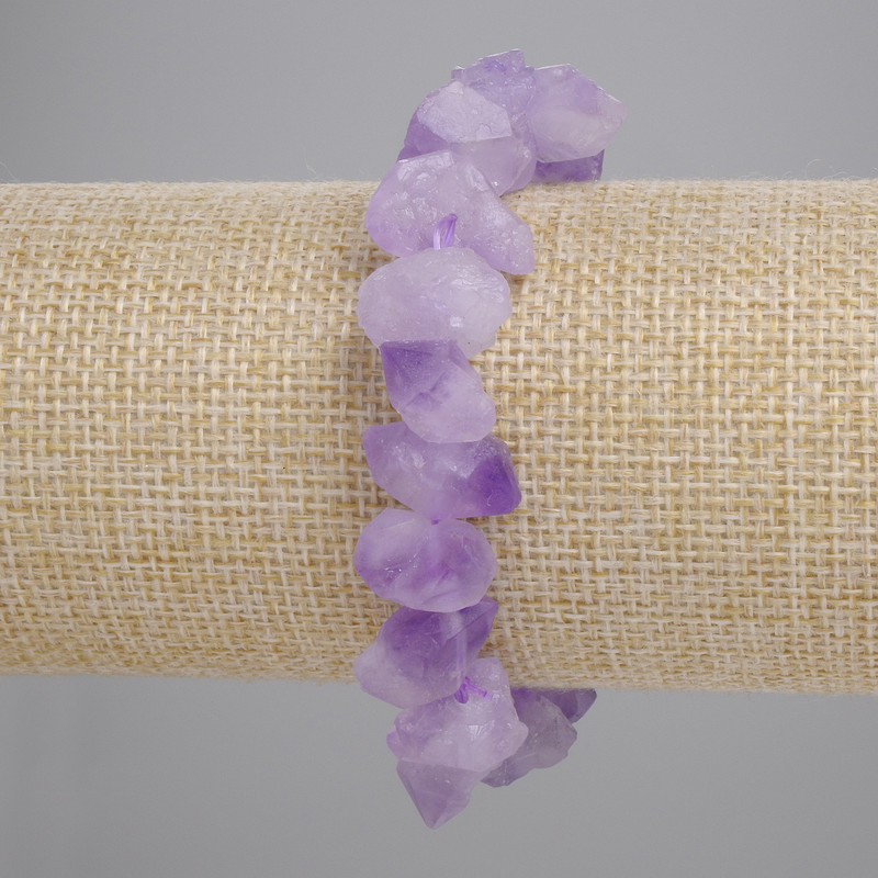 Amethyst bracelet with raw stones, diameter 10–17×12–13 mm, 5 mm, length 18 cm, stretch