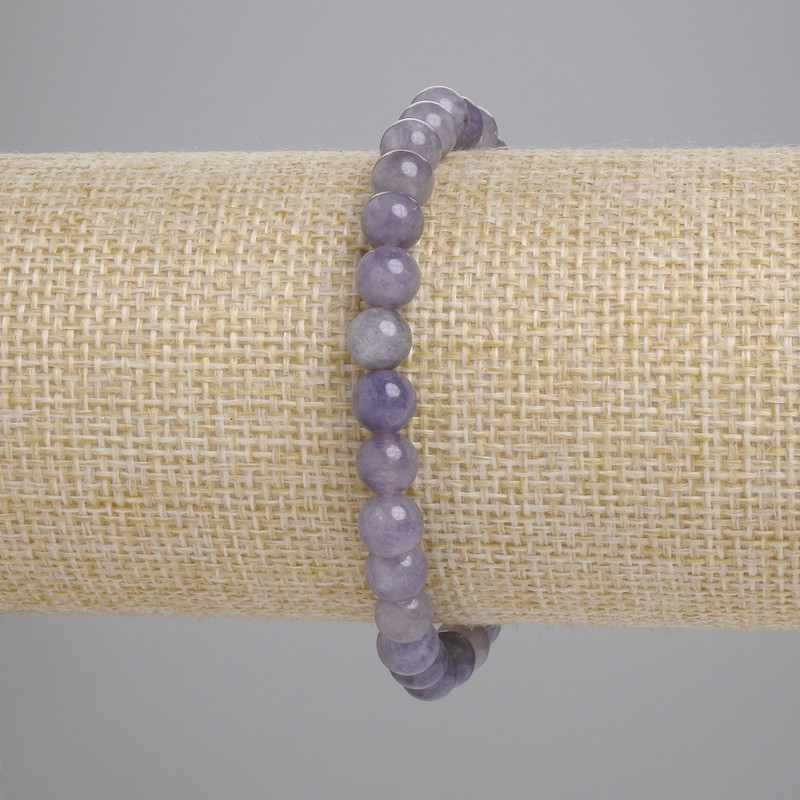 Iolite Bracelet with Smooth Beads, 6 mm Diameter, 18 cm Length, Stretch