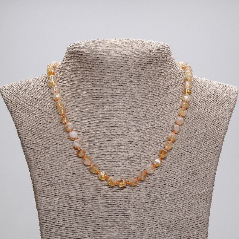 Citrine Necklace with Faceted Beads, 7×6 mm, length 45 cm, with clasp
