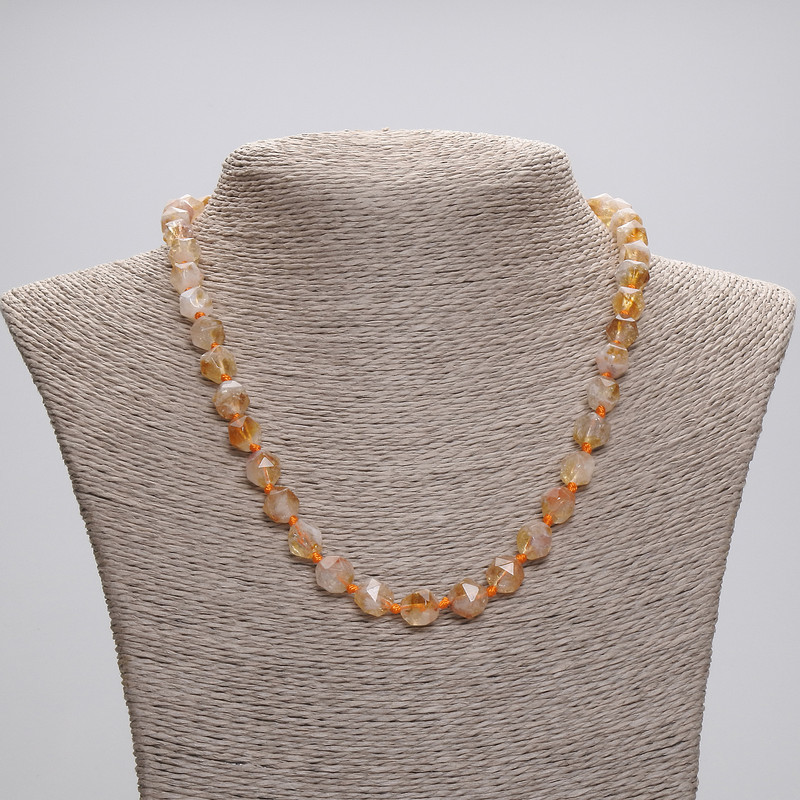 Citrine Necklace with Faceted Beads, 8x7 mm, 45 cm length, with clasp