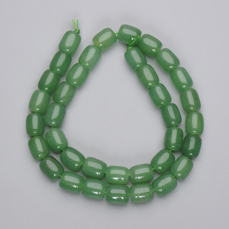 Jade barrel beads, 10×8 mm, on a thread, length 37 cm+