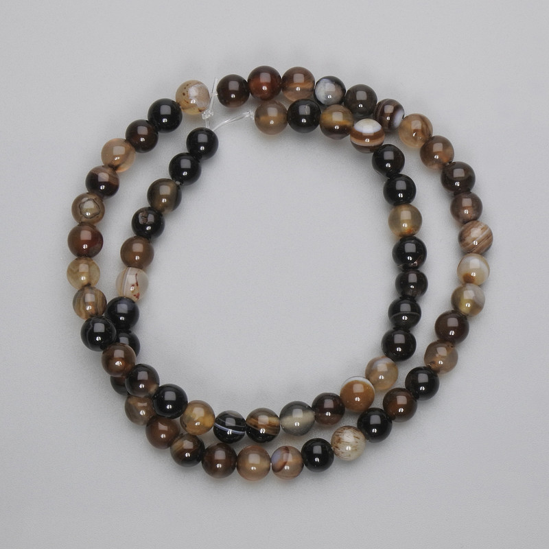 Agate Beads, Smooth Round 6mm, On Thread, 38 cm Length+