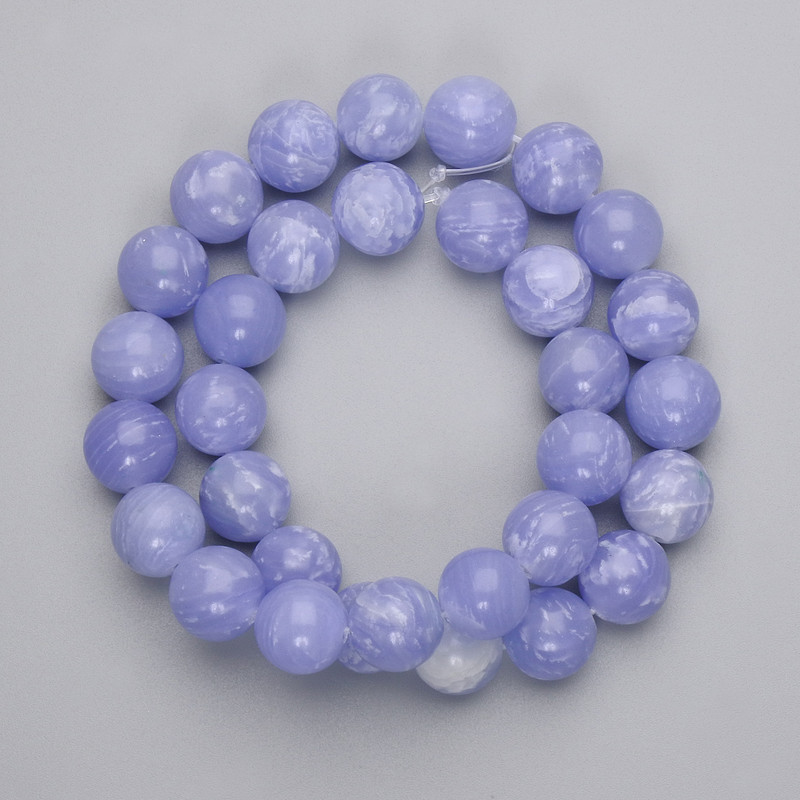 Agate Beads - Smooth 12mm on Beading Thread, Length 37 cm approx.