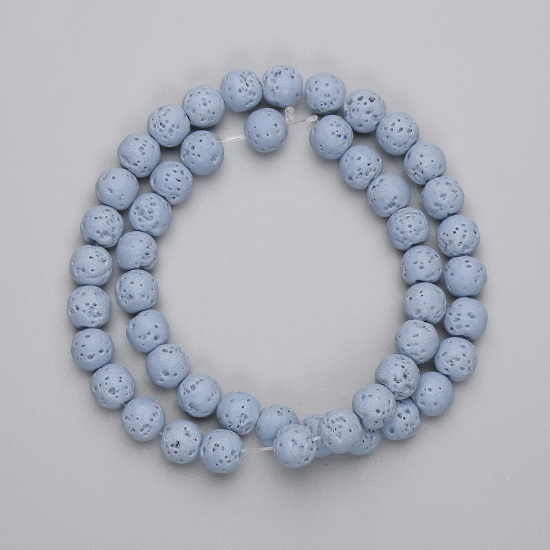Blue lava beads - round 8mm, on thread, about 38 cm long