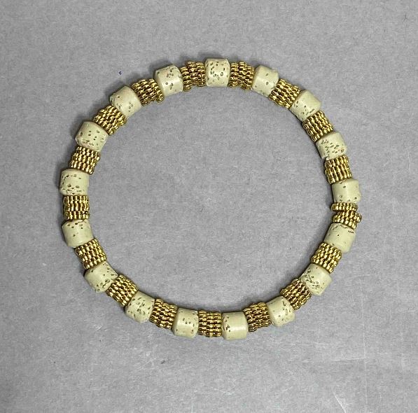 Браслет Лава циліндр 6х6мм+- з металевими вставками, довжина 18см+- стрейч