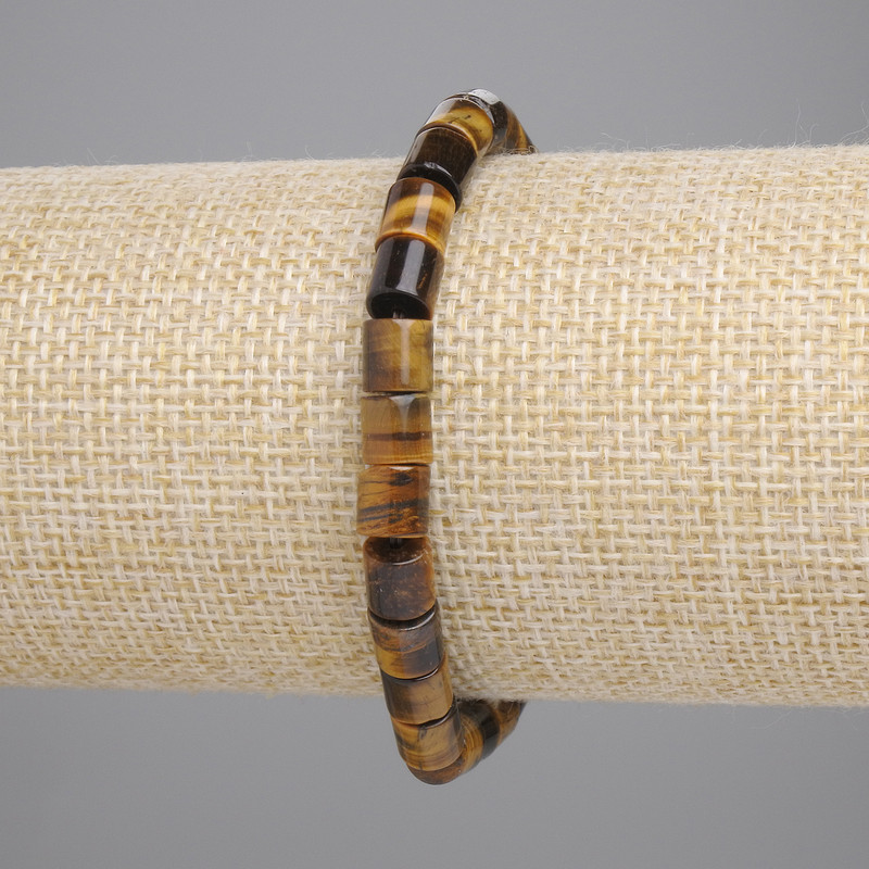 Tiger's Eye Bracelet - Cylindrical Beads, 6x6 mm, Stretch, 18 cm