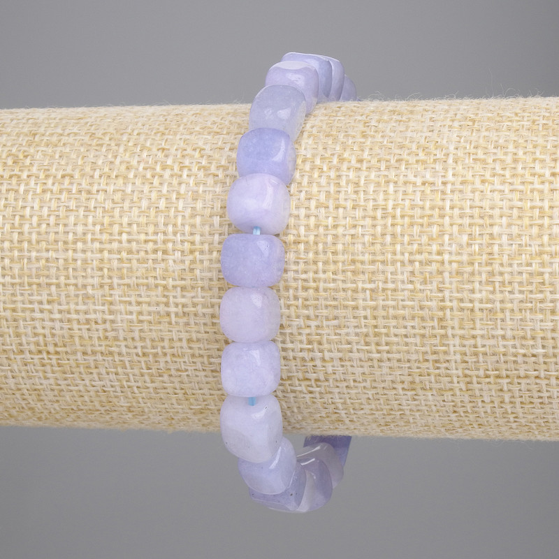 Aquamarine Cube Bracelet, 7.5×7.5 mm cubes, 18 cm length, stretch