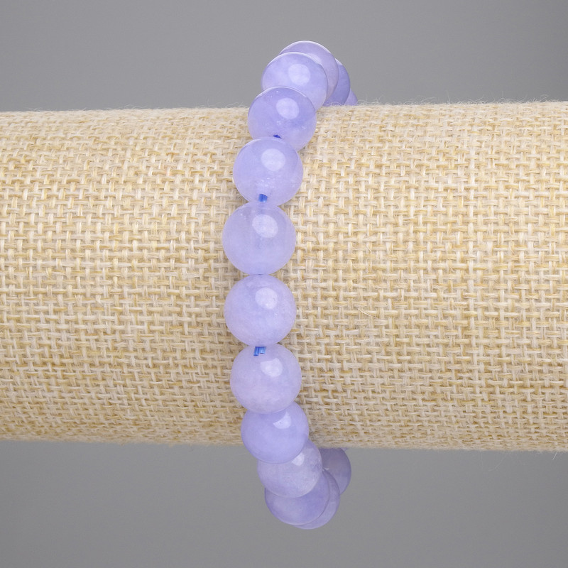Aquamarine Bracelet with Smooth Beads, 10 mm Diameter, 18 cm Length, Elastic