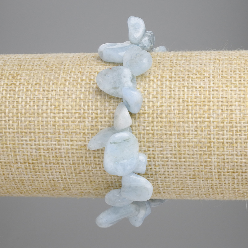 Aquamarine bracelet with faceted beads and butterfly motif, bead diameter 9–17×9–10 mm, length 18 cm ±, stretch