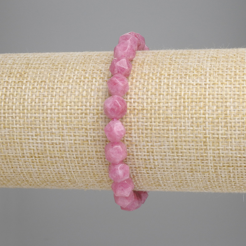 Faceted Tourmaline Bracelet, 7.5×7 mm beads, 18 cm length, stretch