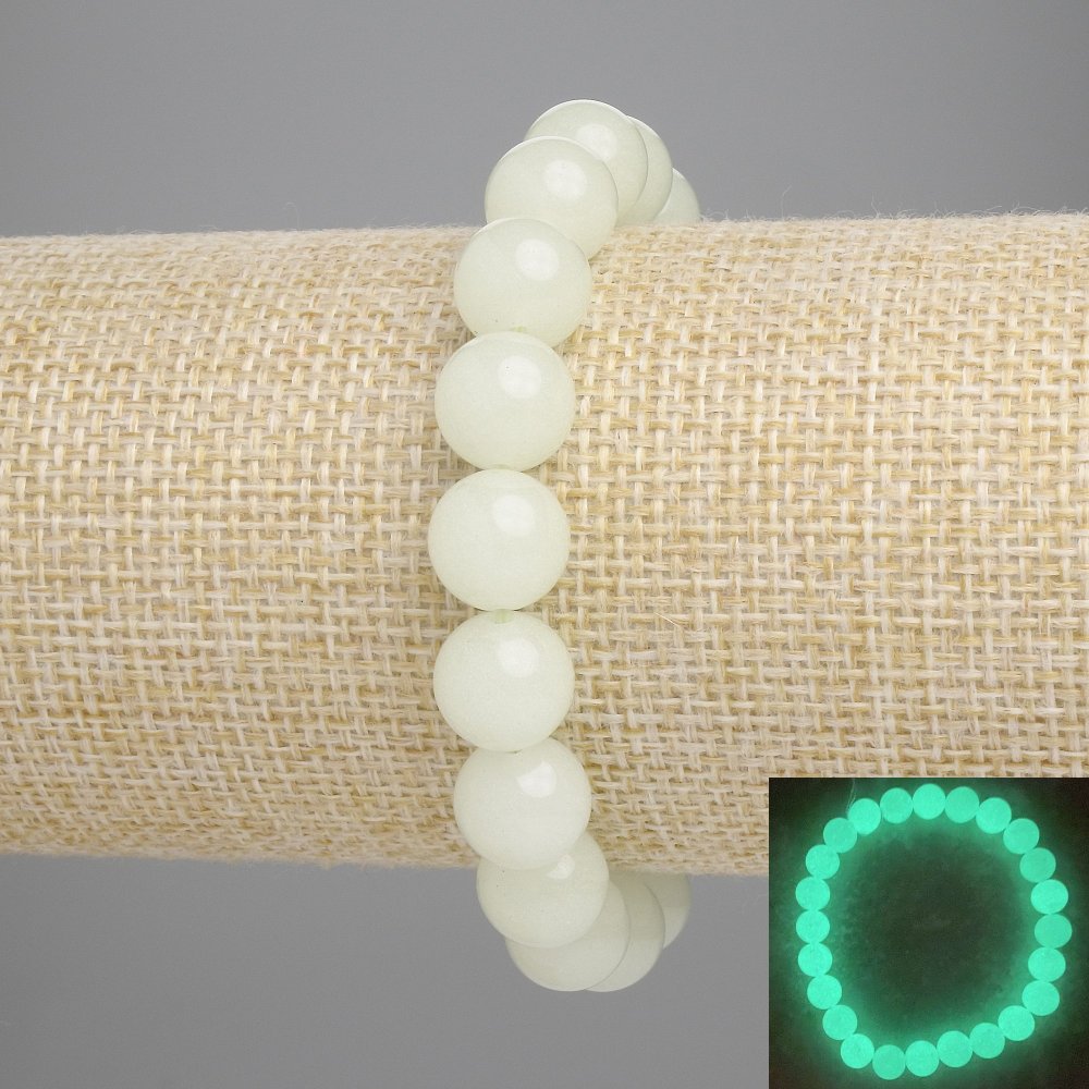 Onyx Bracelet (Green Glow) Smooth Beads 10 mm, 18 cm Stretch