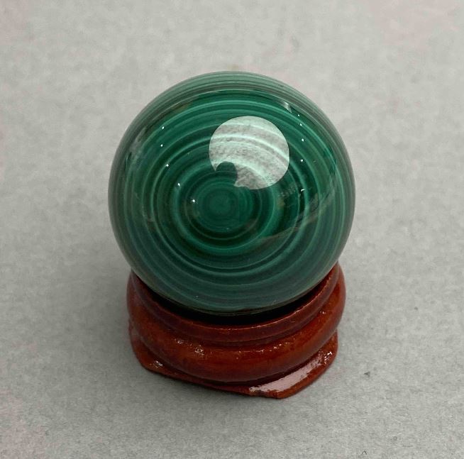 Malachite souvenir sphere, diameter 26 mm, approx. weight 38 g