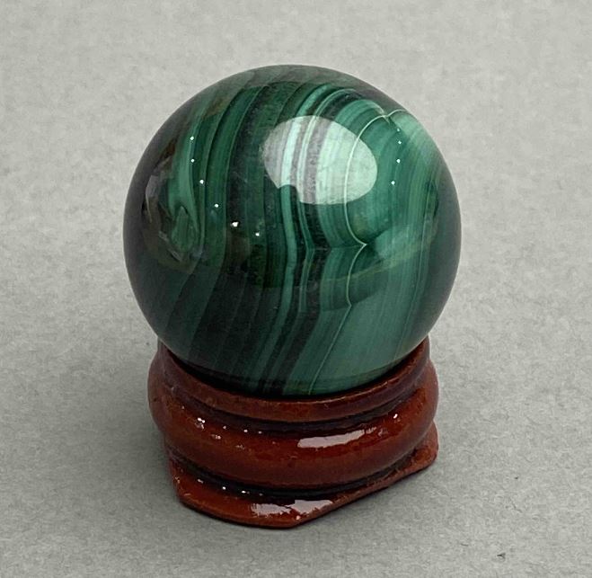 Malachite decorative sphere, 27 mm diameter, 45 g