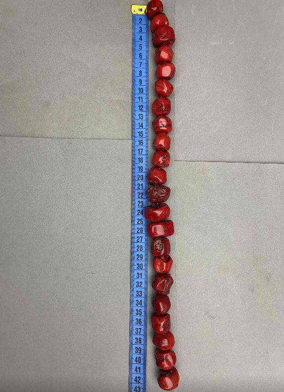 Natural Coral Beads - Assorted Cut, Size Range 12-20×18-24 mm, Weight approx 288 g, Length 42 cm ± on beading wire