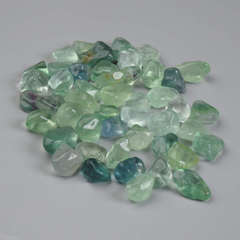 Natural fluorite tumbled stone, diameter 10-28×9-13×8-12 mm +/- (assorted sizes) (Price per 100 g)