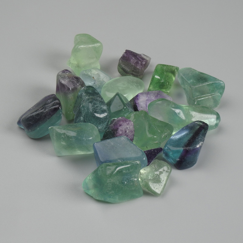 Polished natural fluorite stone, diameter 15-35×9-18×9 mm +/- (assorted sizes) (Price per 100 g)