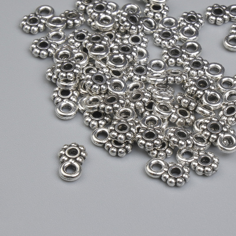 Bail findings, silver color, 6.5×4 mm diameter, 1.3 mm hole diameter, packaging 55 pcs