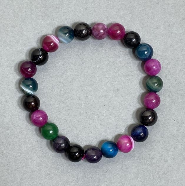Agate Bracelet 'Cat's Eye' Smooth Beads 8mm, Length 18 cm, Stretch