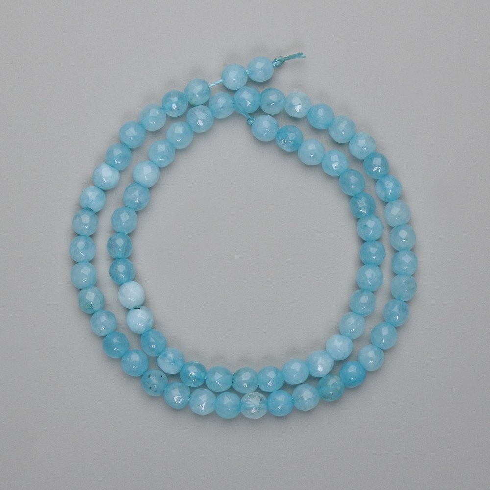 Aquamarine Beads, Faceted Round, 5.5 mm Diameter, 38 cm Strand
