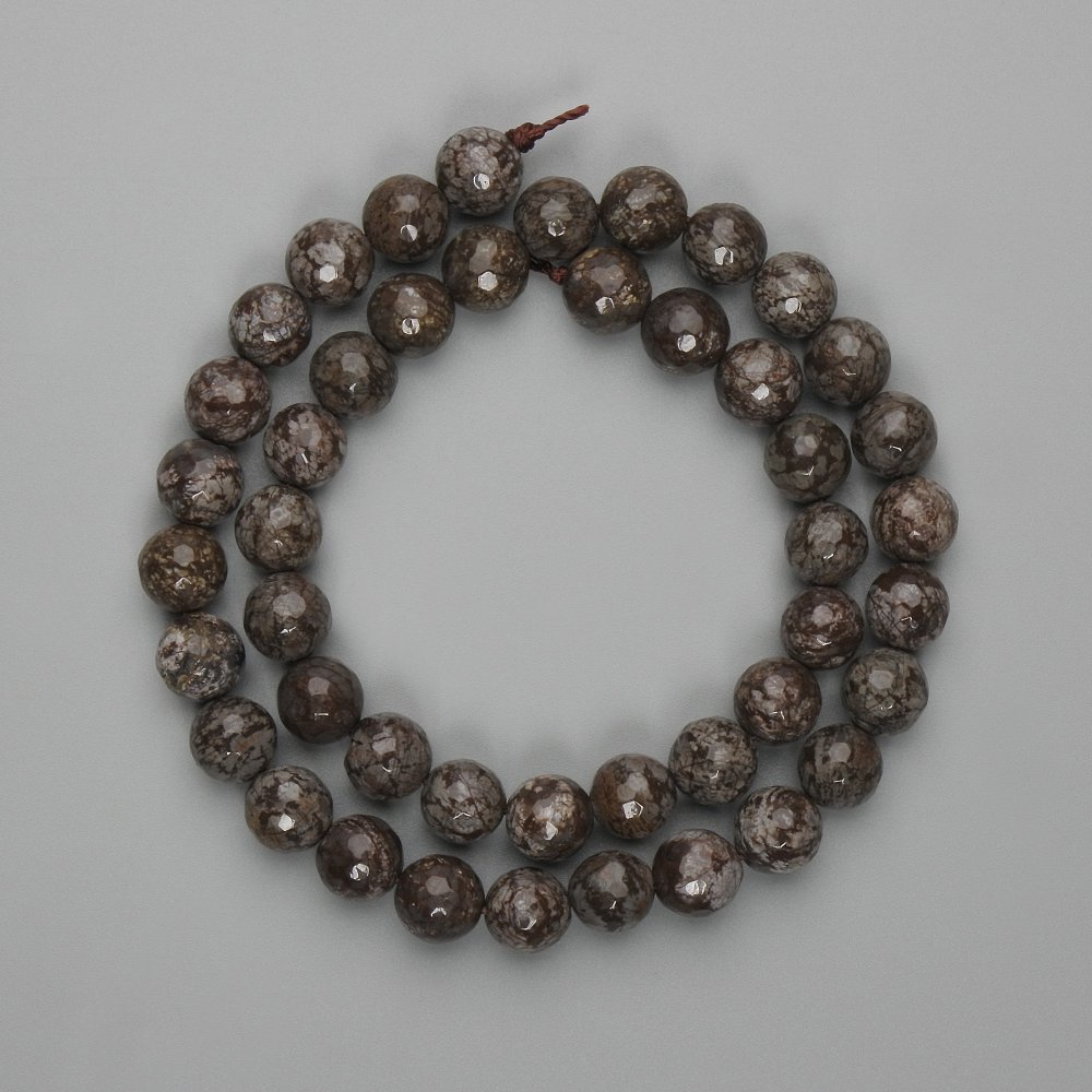 Coffee Jasper Beads, Faceted Round 8mm, 38 cm on Thread