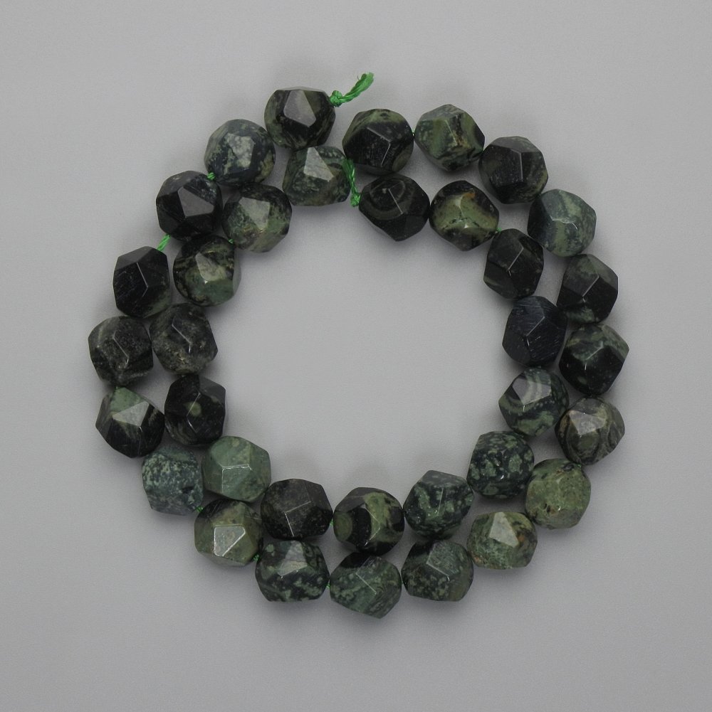 Ocean Jasper Beads, Faceted, 10×9 mm, 36 cm length on thread