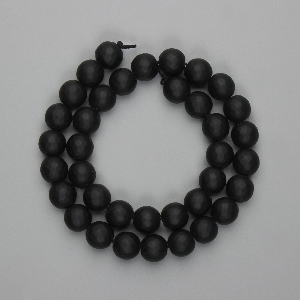 Faceted shungite beads, 10mm diameter, approximately 35 cm long, on a thread