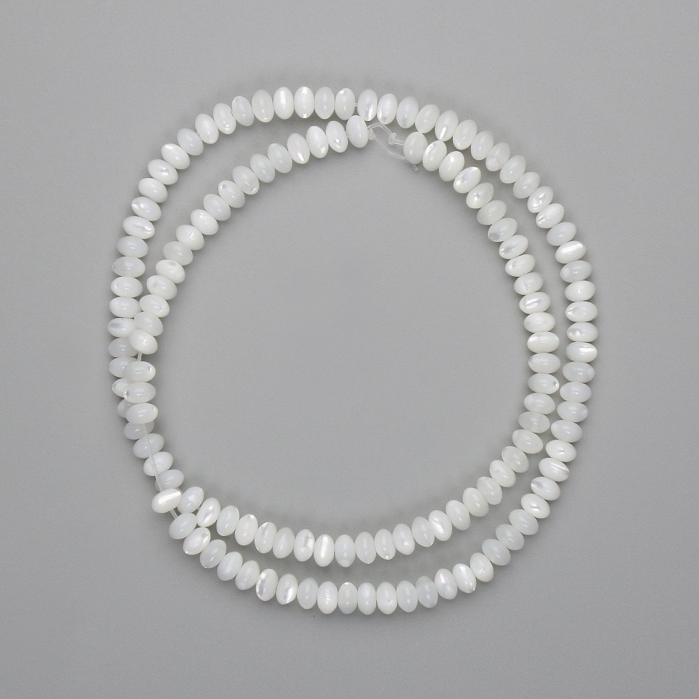 Mother-of-Pearl Rondelle Beads, 5x3 mm, 40 cm on Thread