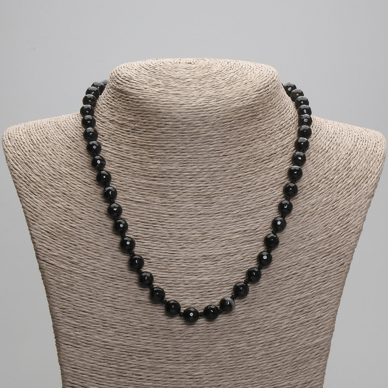 Agate Necklace with Faceted 8mm Beads, approx. 45 cm long, with Clasp