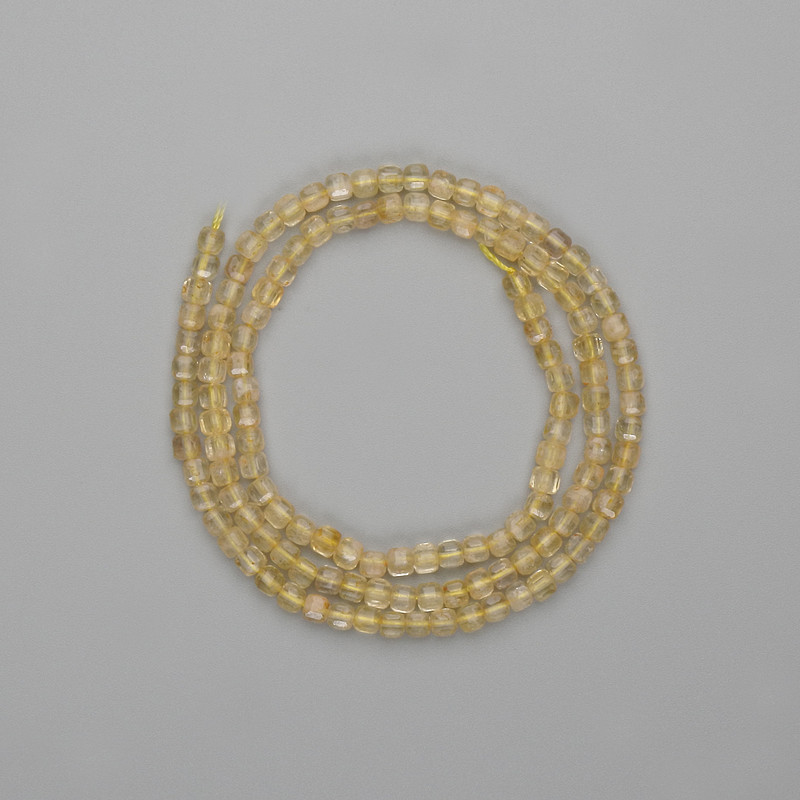 Citrine Beads Faceted Cube 3x3mm, 39 cm Thread Length