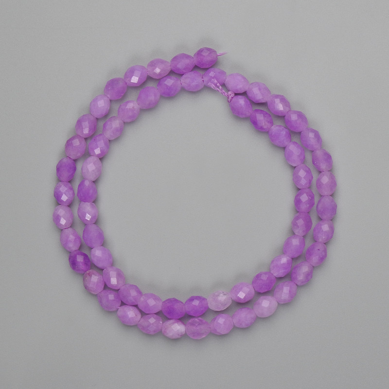 Amethyst beads, faceted grain shape, 6x5 mm +/-, length approx. 38 cm, on thread