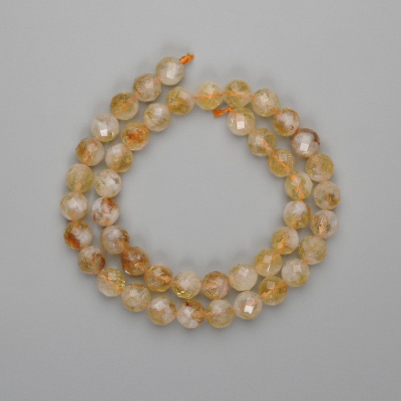 Faceted Citrine Beads 8mm, on a strand, length approx. 38 cm