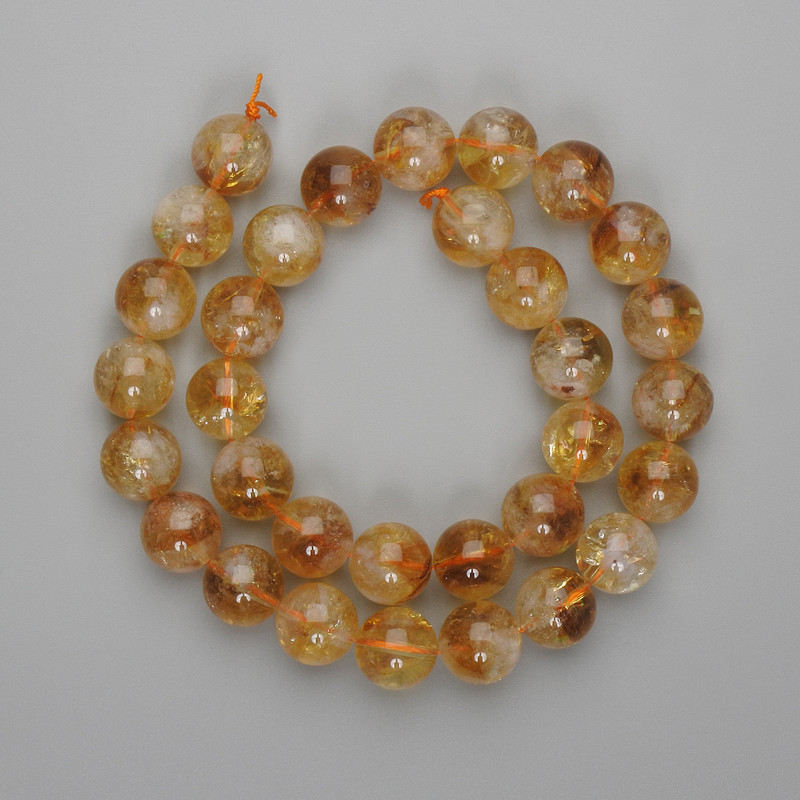 Citrine beads, smooth round 12mm, length approximately 38 cm