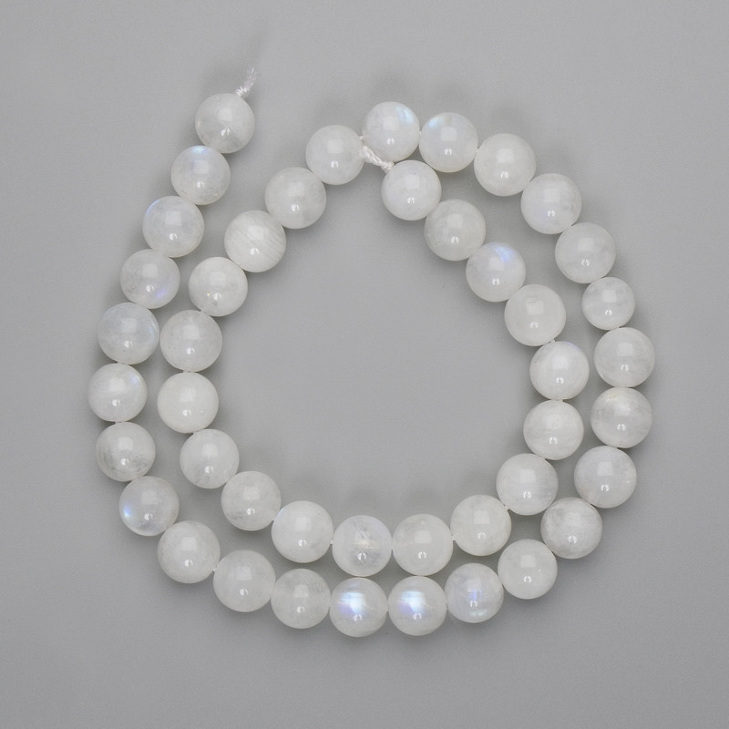 Adularia beads, smooth ball 10mm, length 40 cm