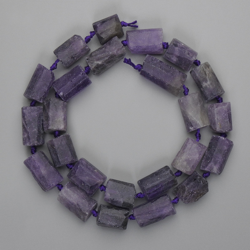 Amethyst Beads, Faceted Rough-Cut, 12-19×10-11 mm, 45 cm length
