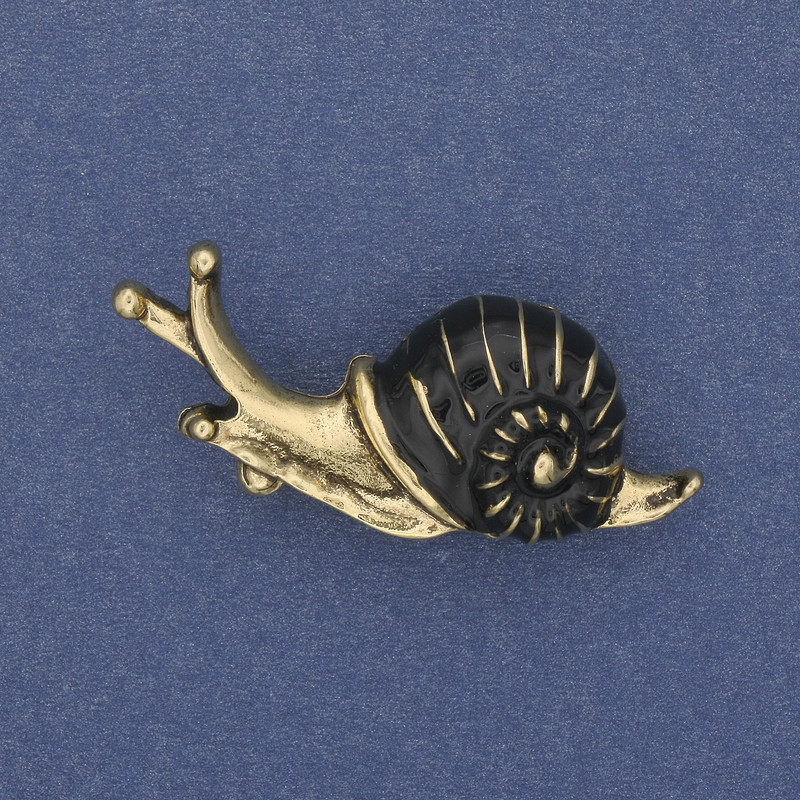 Snail Brooch, enamel, gold-toned metal, 39×22 mm+